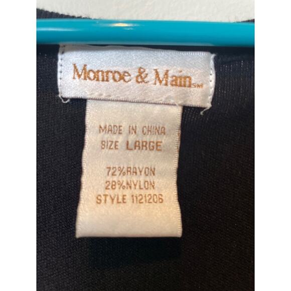 Monroe & Main floral lightweight black cardigan sweater red flower Size L - Picture 3 of 3